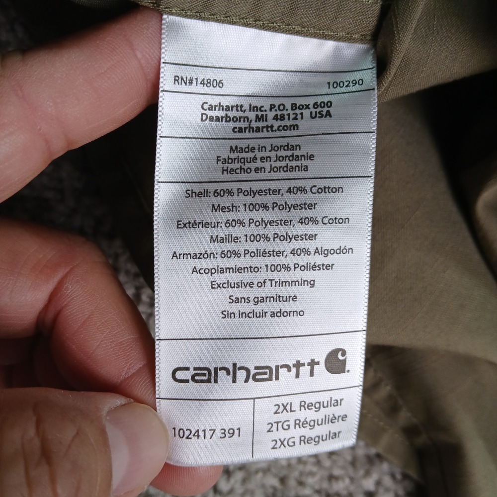 Carhartt Force Mens 2XL Khaki Tan Short Sleeve Button Down Work Shirt Relax fit - Picture 6 of 13